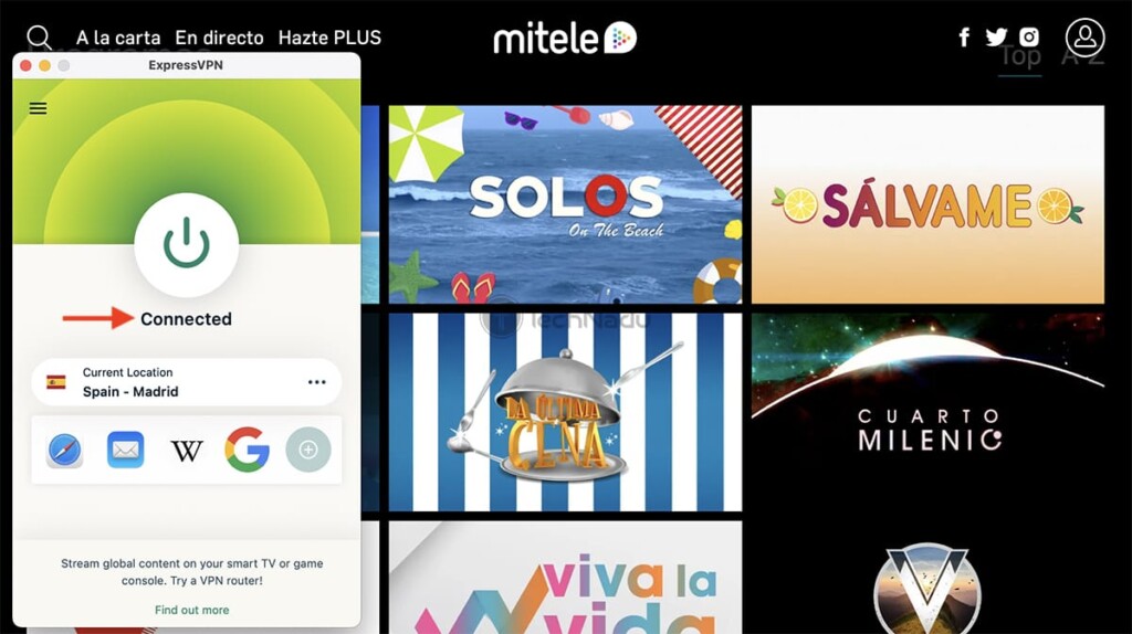 Watching Mitele Outside Spain Using ExpressVPN on a Mac