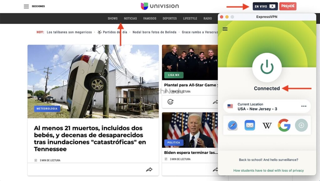 Watching Univision Outside the US Using ExpressVPN