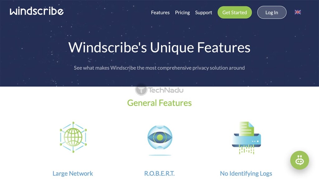Windscribe Features as Advertised on Its Website