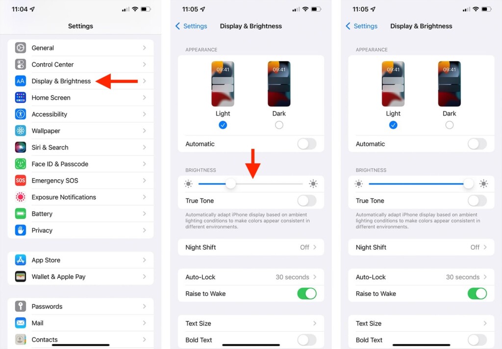 Steps to Control iPhone Brightness Using Settings App