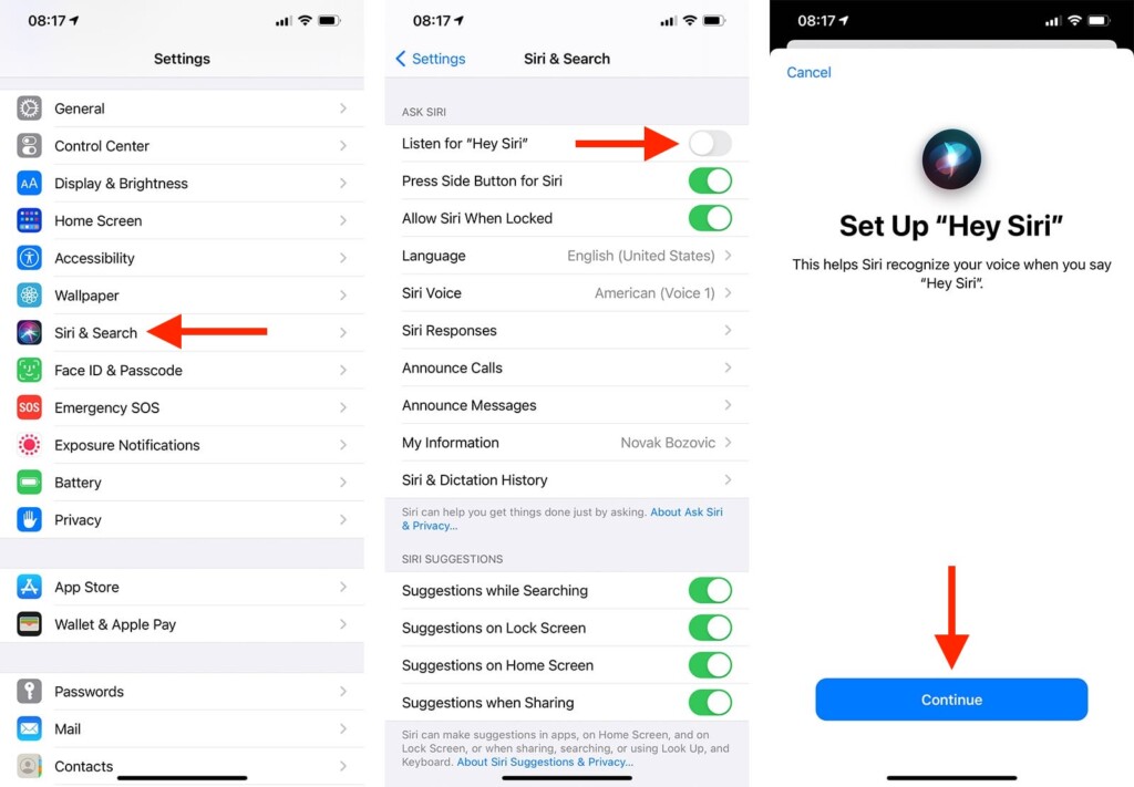 Steps to Enable Siri on iPhone