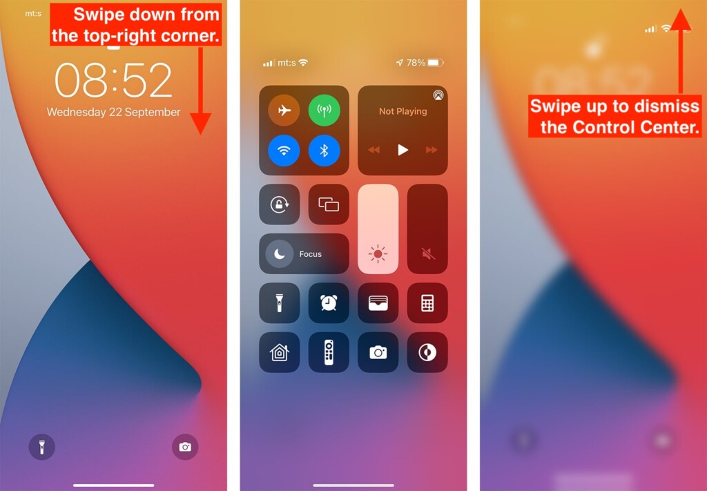 Steps to Open Control Center on iPhone