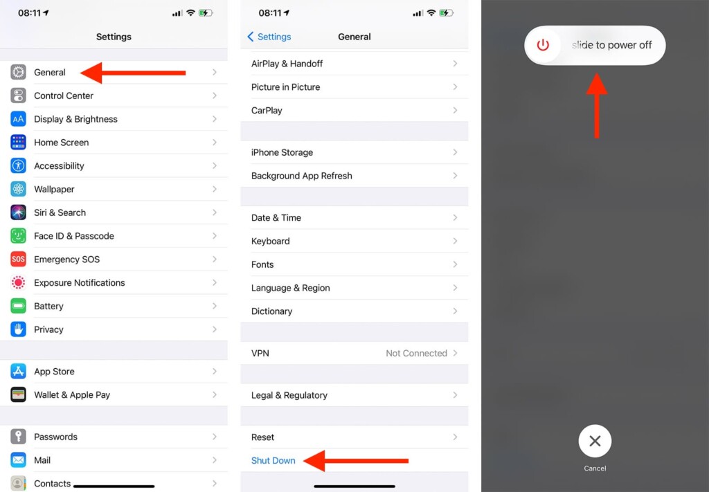 Steps to Turn ON iPhone via Settings App
