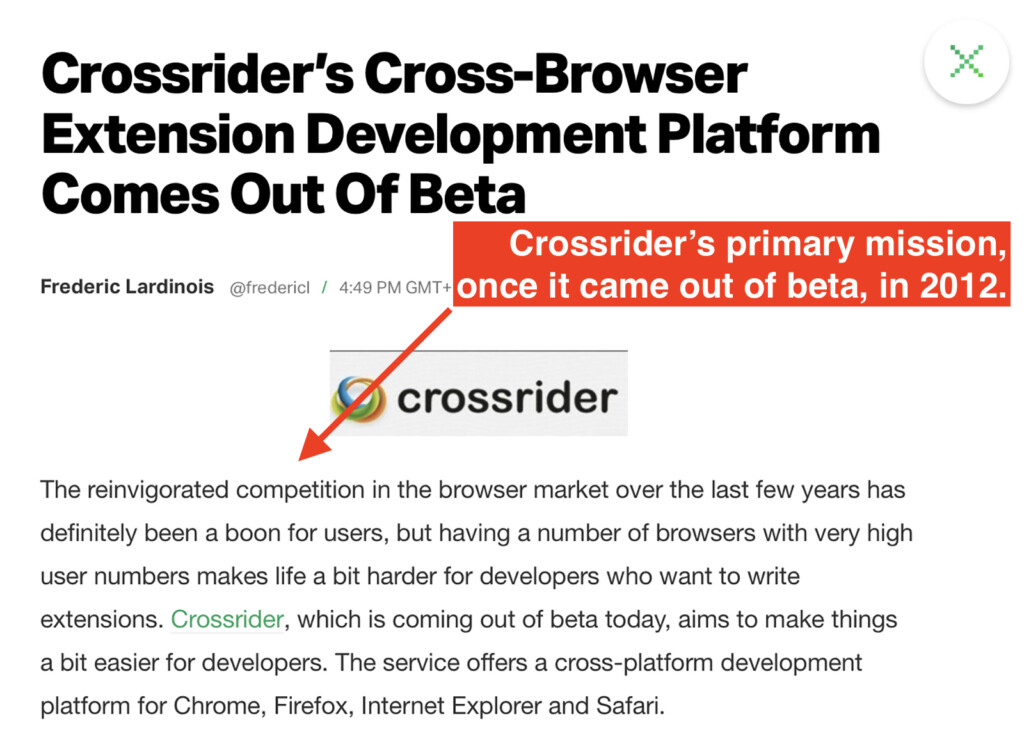 Article Clip Explaining Crossriders Primary Mission in 2012
