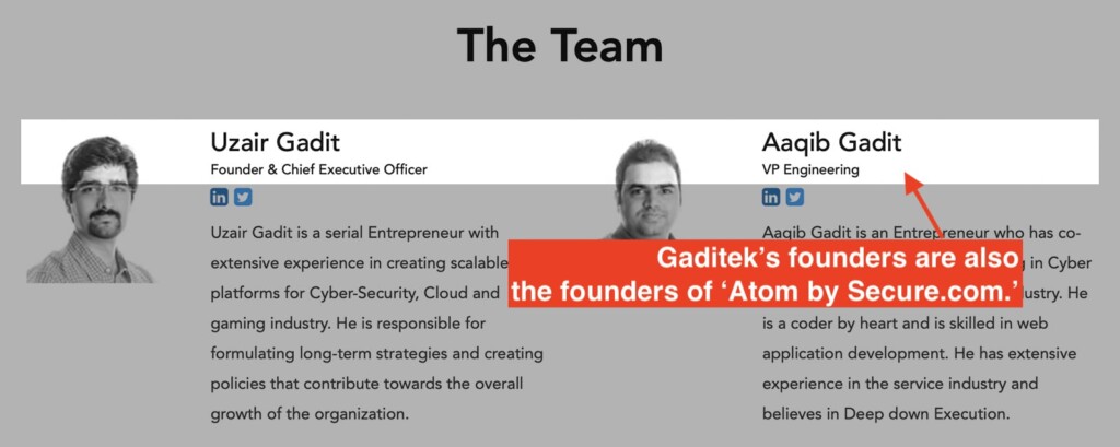 Atom Secure Same Founders as Gaditek