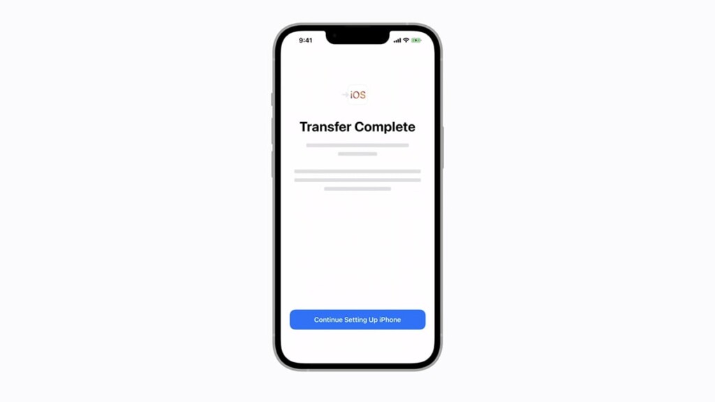 Contacts Transfer Complete on iPhone