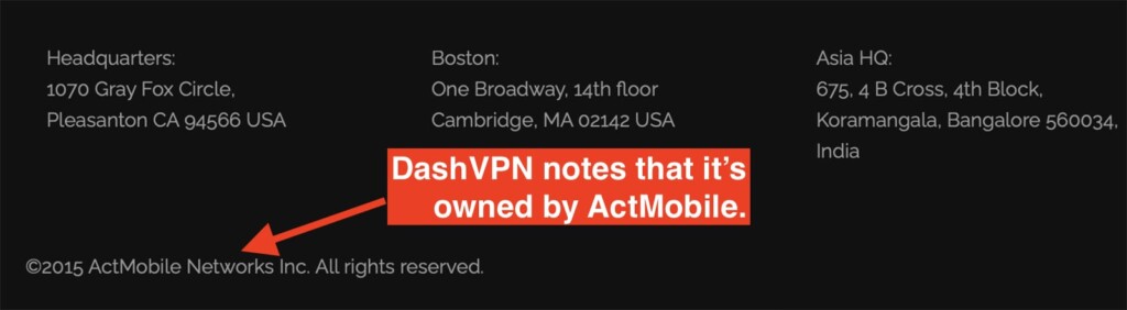 DashVPN Website Connection with ActMobile