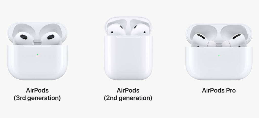 Design Comparison of AirPods 3, AirPods 2, and AirPods Pro