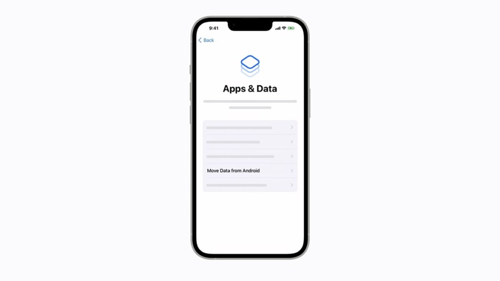 Move Data from Android Option While Setting Up iPhone