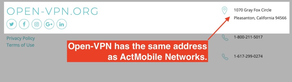 Open-VPN Has the Same Address as ActMobile Networks