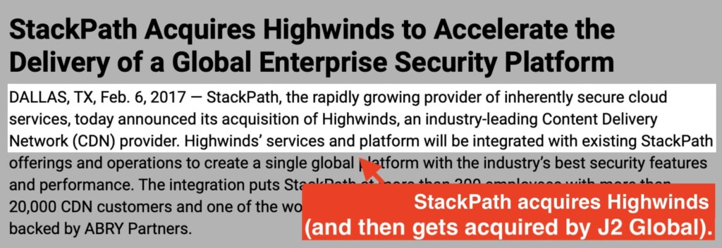 Press Clip Regarding Highwinds Acquisition by StackPath