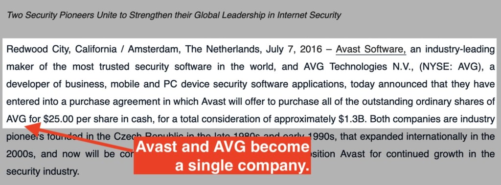 Press Release About Avast Acquiring AVG