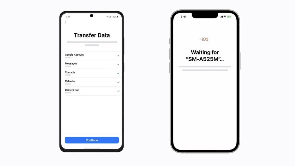 Selecting Types of Data to Transfer from Android to iPhone
