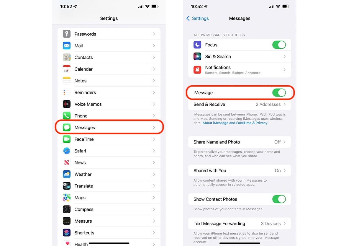 how to enable imessage on iphone 13