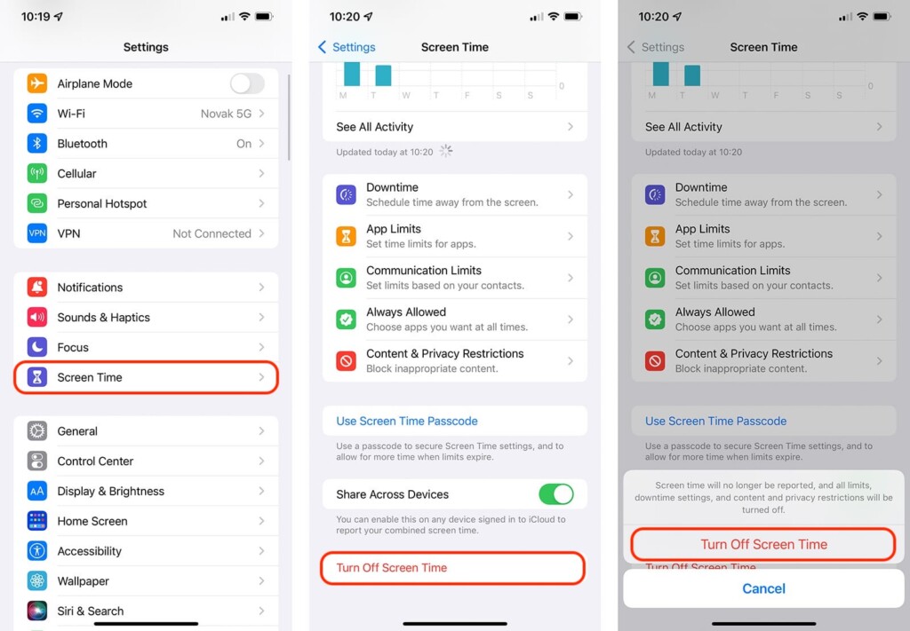 Steps to Disable Screen Time on iPhone