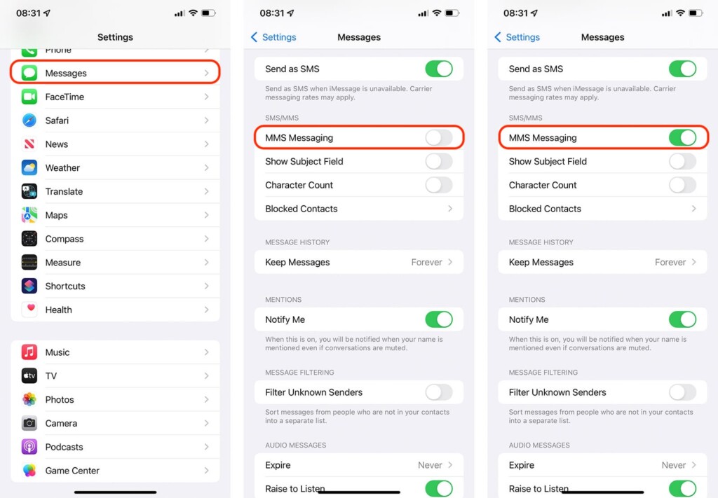 Steps to Enable MMS on iPhone
