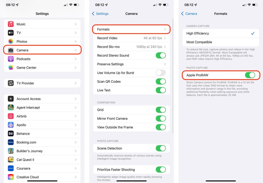 Steps to Enable ProRAW on iPhone