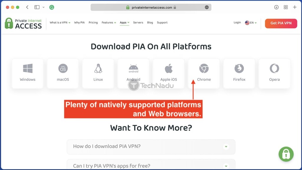 الأجهزة المدعومة من قبل PIA وفقًا لـ VPN