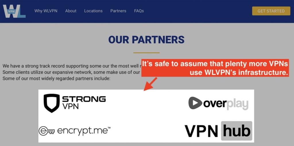 WLVPN Partners As Shown on Its Website