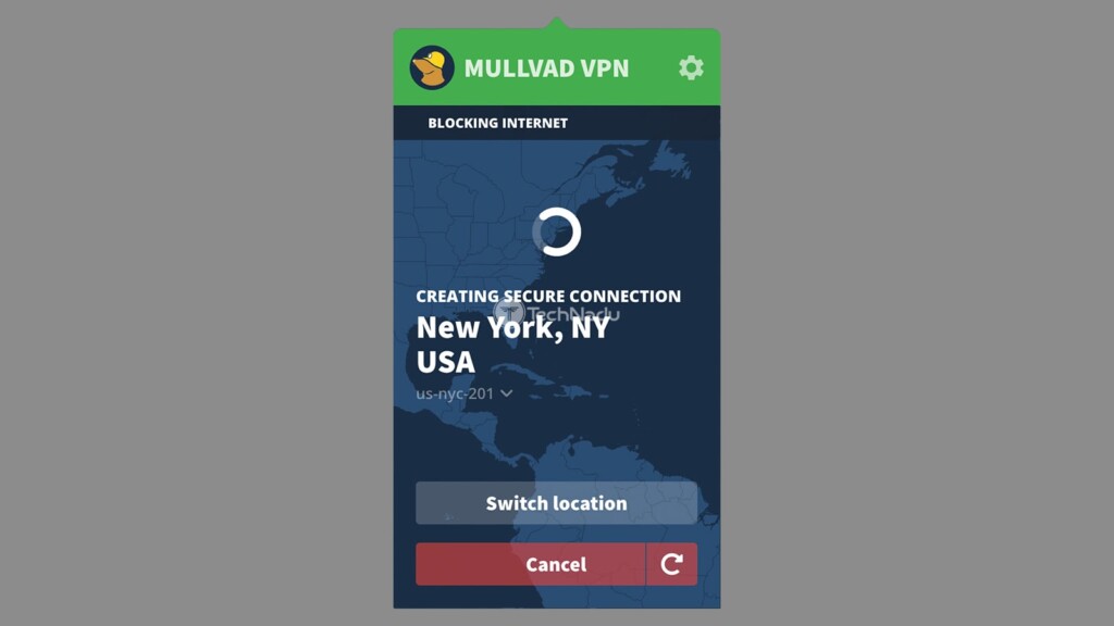 Creating Secure Connection to New York Server via Mullvad VPN