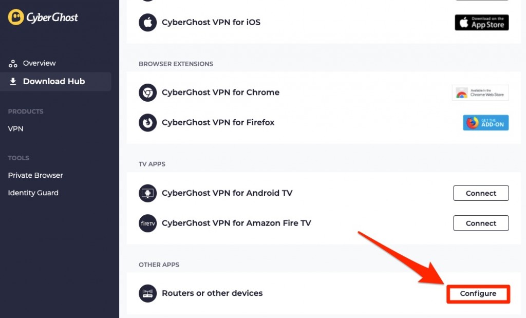 Configuring CyberGhost on a router.