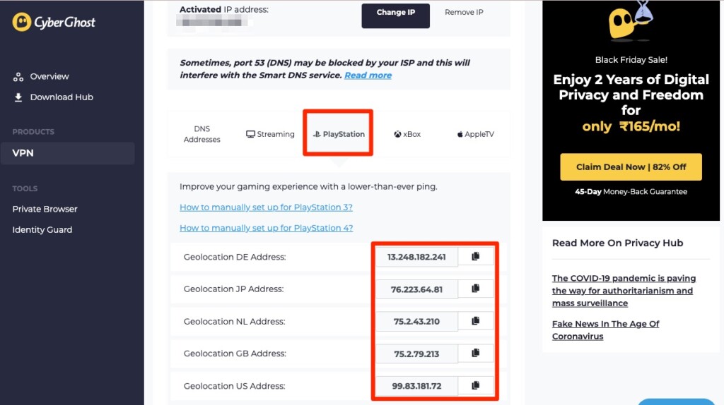 how to install and use CyberGhost VPN on PlayStation