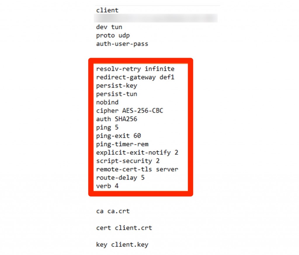 Copying OVPN file content from CyberGhost to DD-WRT.