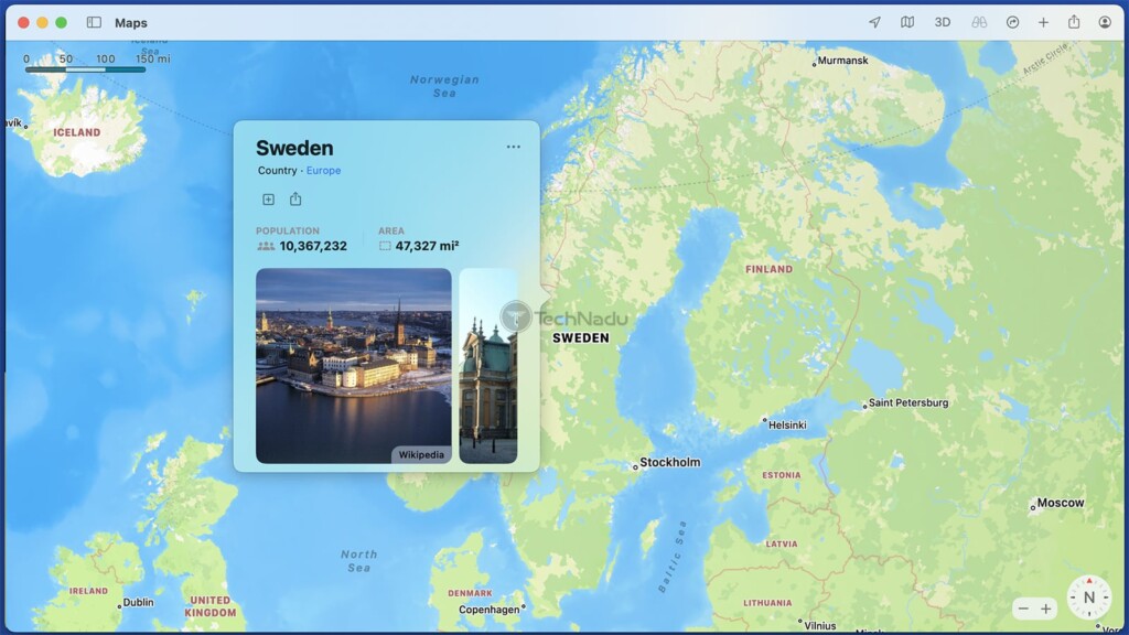 Screenshot of the Map of Sweden via Apple Maps