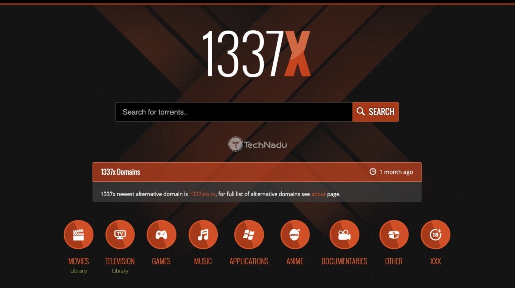 1337x الصفحة الرئيسية