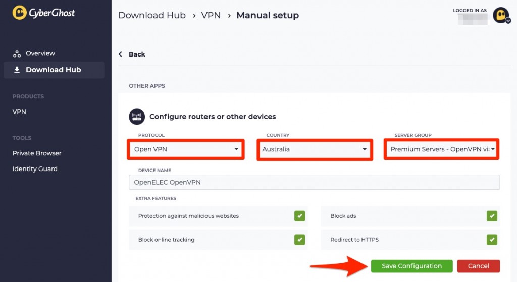 How to Use CyberGhost VPN for OpenELEC on Raspberry Pi