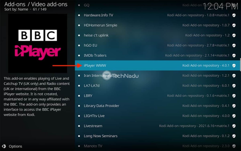 Finding iPlayer WWW in Kodi Repository