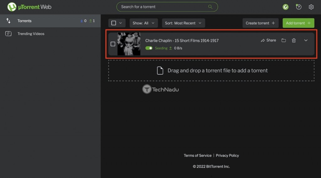 Seeding Torrent File in uTorrent