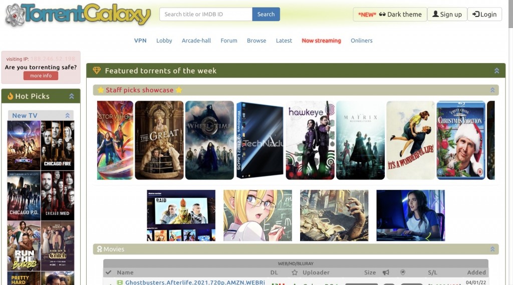 Torrent Galaxy Home Page