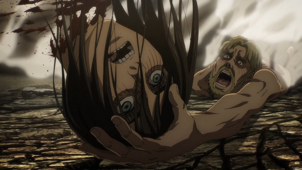 Zeke catches Eren's decapitated head.