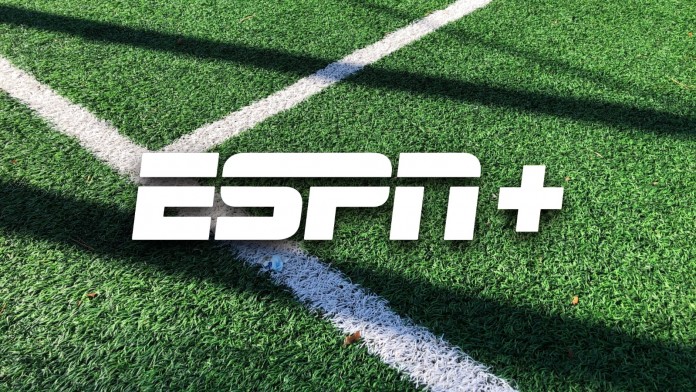 ESPN Plus Logo with Sports Background