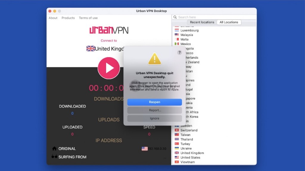 Urban VPN Error Code After Crash on macOS