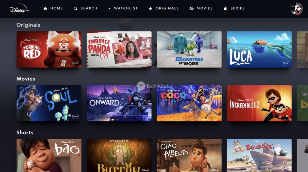 Highlighted Pixar Content on Disney Plus