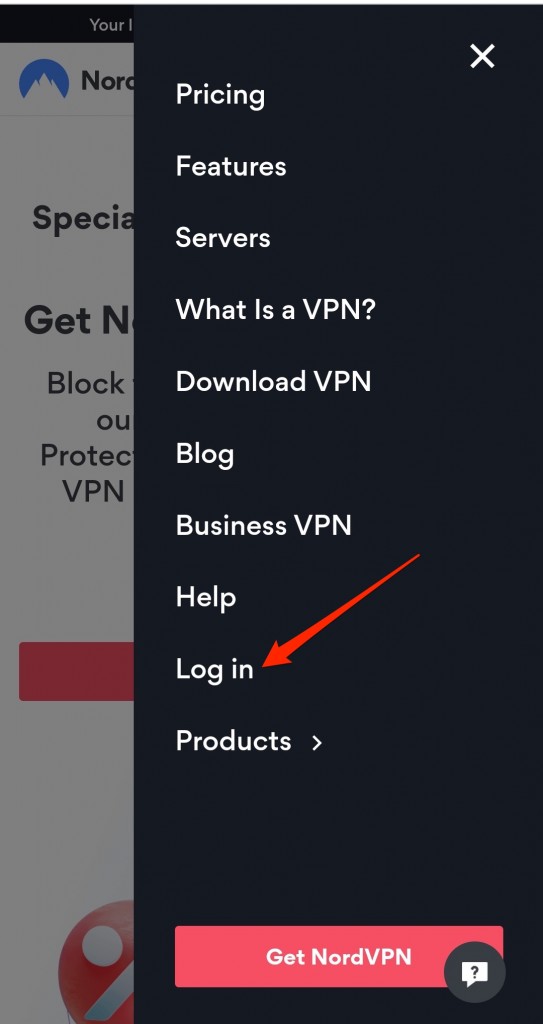 Log in to your NordVPN account