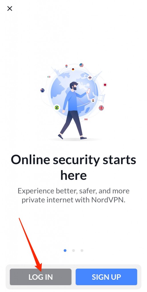 NordVPN app log in on Android
