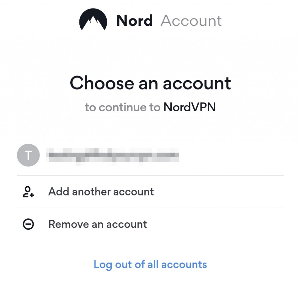 Nord Account log-in page