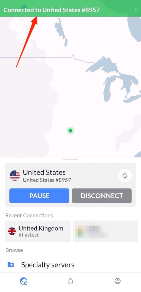 NordVPN connected on Android