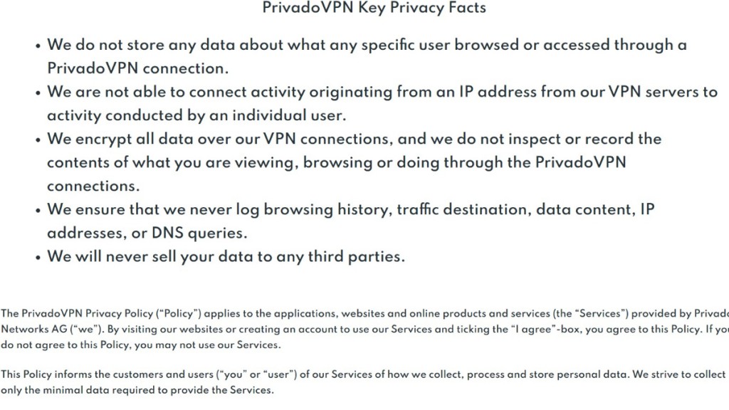 PrivadoVPN Privacy Policy Official Website