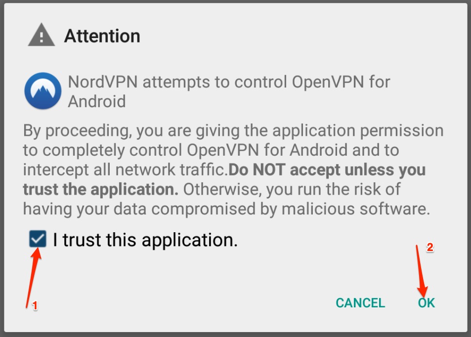 NordVPN Warning message on Firestick