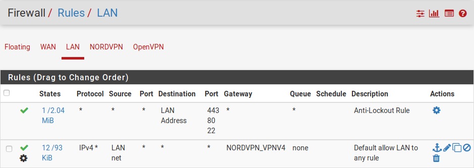 pfSense LAN for NordVPN