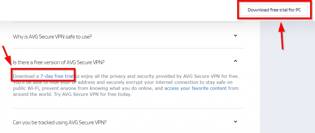 AVG Secure VPN free trial