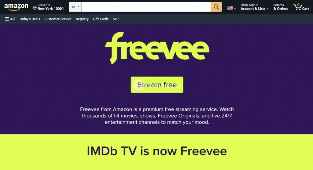 Amazon Freevee Home Page