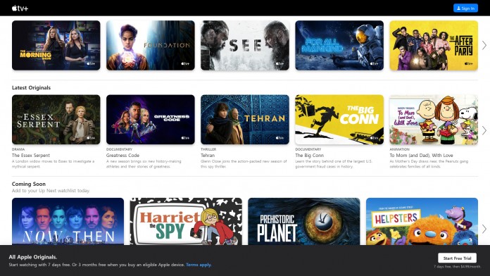 Apple TV Plus Homepage