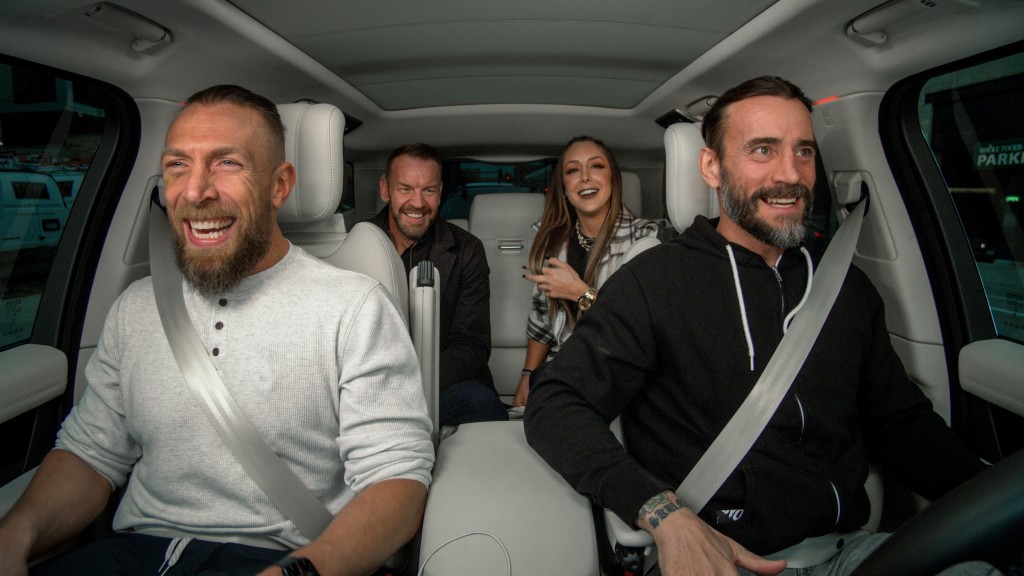 Bryan Danielson, Christian Cage, Britt Baker and CM Punk in Carpool Karaoke