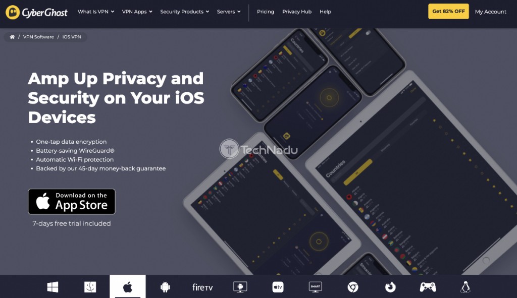CyberGhost VPN Trial Page Banner on Its Website