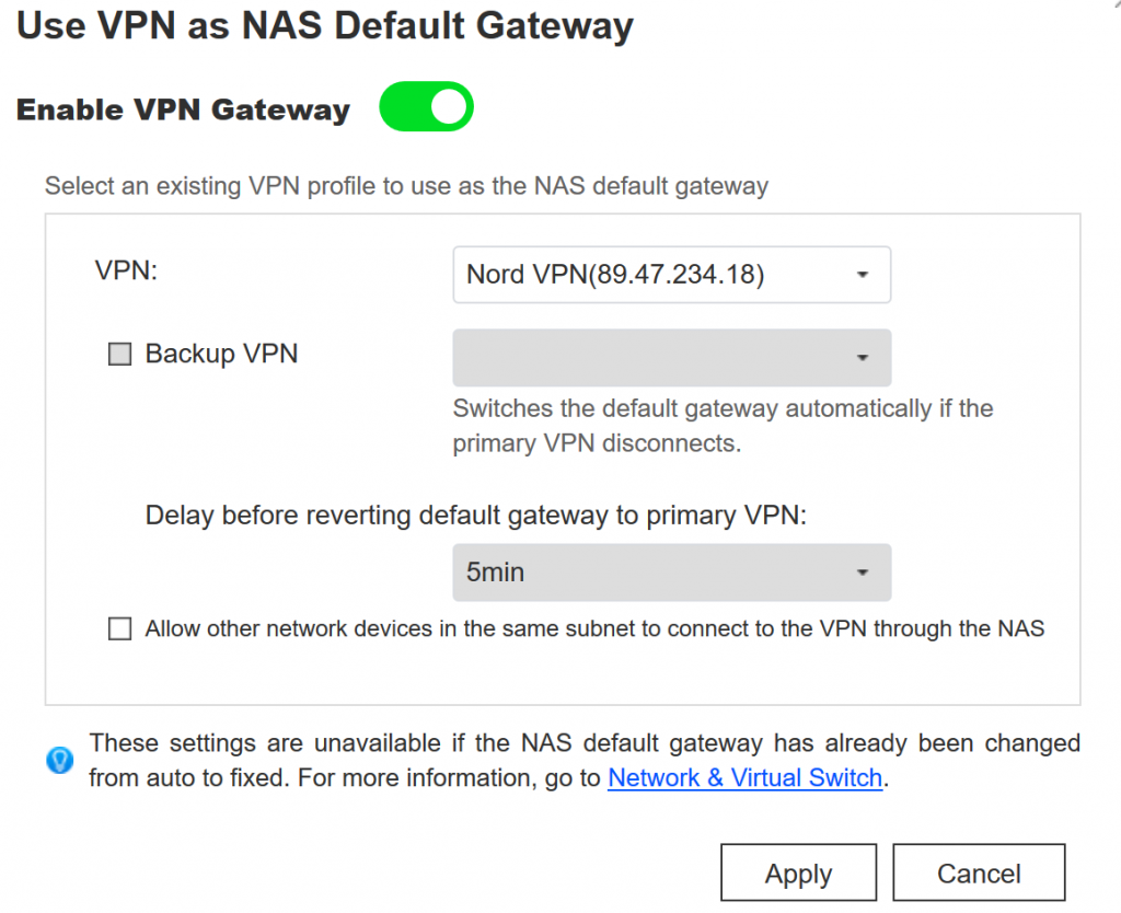 Enable VPN Gateway